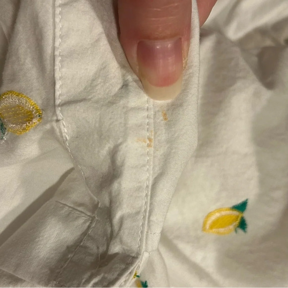 Kim Rogers Womens PM Lemon White Button Up Embroidered Roll Tab Sleeve Shirt Top - Picture 10 of 10